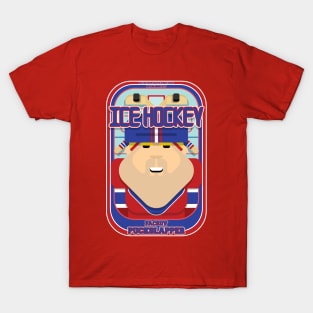 Ice Hockey Red and Blue - Faceov Puckslapper - Sven version T-Shirt